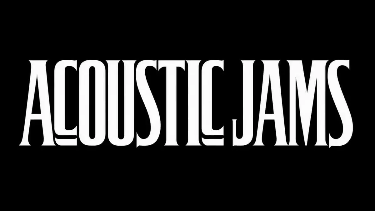 Acoustic Jams title card from a lesson video