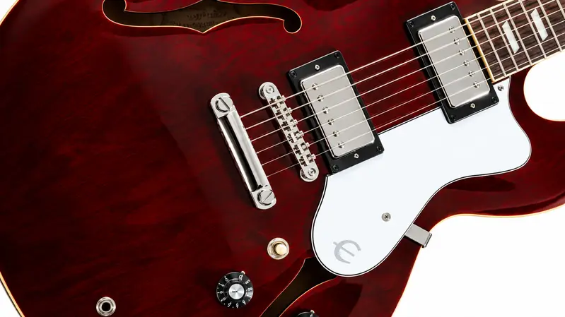Red semi-hollow electric guitar body